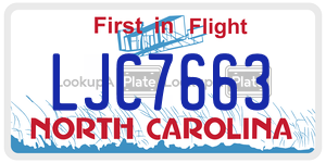 LJC7663 license plate in North Carolina