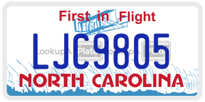 LJC9805  license plate in NC