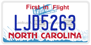 LJD5263  license plate in NC