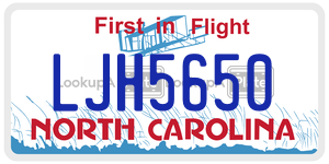 LJH5650  license plate in NC