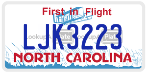 LJK3223 license plate in North Carolina