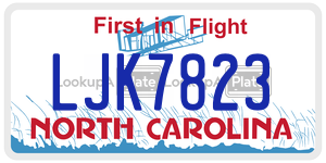LJK7823 license plate in North Carolina