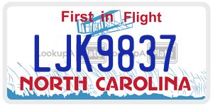 LJK9837  license plate in NC