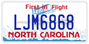LJM6868  license plate in NC