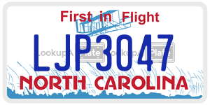 LJP3047  license plate in NC