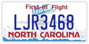 LJR3468  license plate in NC