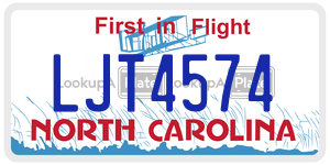 LJT4574 license plate in North Carolina
