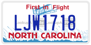 LJW1718 license plate in North Carolina