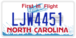 LJW4451 license plate in North Carolina