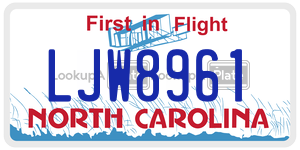 LJW8961  license plate in NC