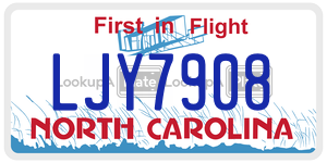 LJY7908 license plate in North Carolina