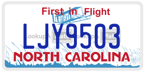 LJY9503 license plate in North Carolina