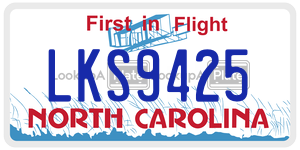 LKS9425  license plate in NC