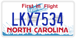 LKX7534 license plate in North Carolina
