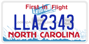 LLA2343  license plate in NC