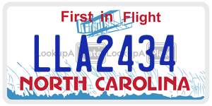 LLA2434  license plate in NC