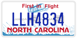 LLH4834  license plate in NC
