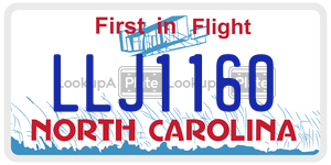LLJ1160  license plate in NC