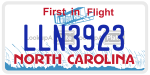 LLN3923 license plate in North Carolina