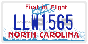 LLW1565  license plate in NC
