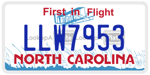 LLW7953  license plate in NC
