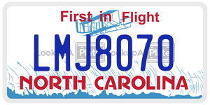 LMJ8070 license plate in North Carolina