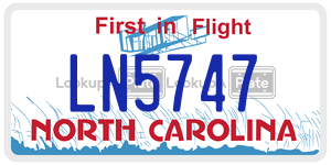 LN5747 license plate in North Carolina