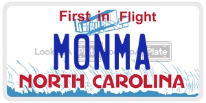 M0NMA license plate in North Carolina