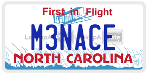M3NACE license plate in North Carolina