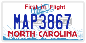 MAP3867  license plate in NC