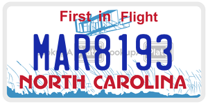 MAR8193  license plate in NC