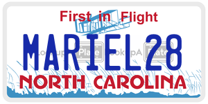 MARIEL28 license plate in North Carolina