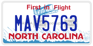MAV5763  license plate in NC