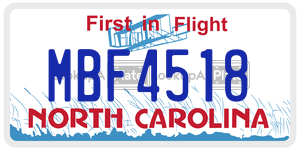 MBF4518  license plate in NC