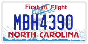 MBH4390  license plate in NC