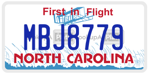 MBJ8779  license plate in NC