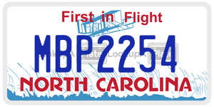 MBP2254  license plate in NC