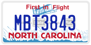 MBT3843 license plate in North Carolina