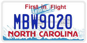 MBW9020  license plate in NC