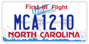 MCA1210  license plate in NC