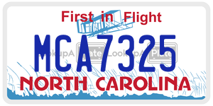 MCA7325  license plate in NC