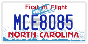 MCE8085  license plate in NC