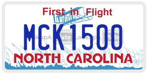 MCK1500  license plate in NC