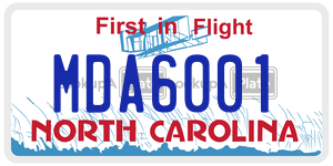 MDA6001  license plate in NC