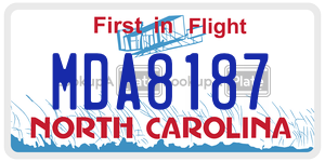 MDA8187  license plate in NC