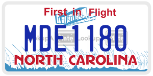 MDE1180 license plate in North Carolina