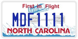MDF1111  license plate in NC
