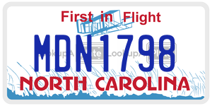 MDN1798  license plate in NC