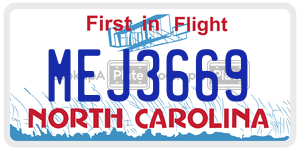 MEJ3669  license plate in NC