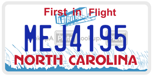 MEJ4195  license plate in NC